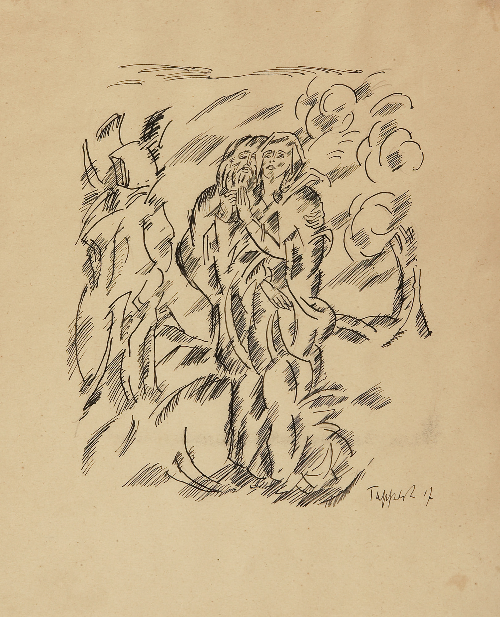 Paar in Einer Landschaft (1917) - Georg Tappert Tablo