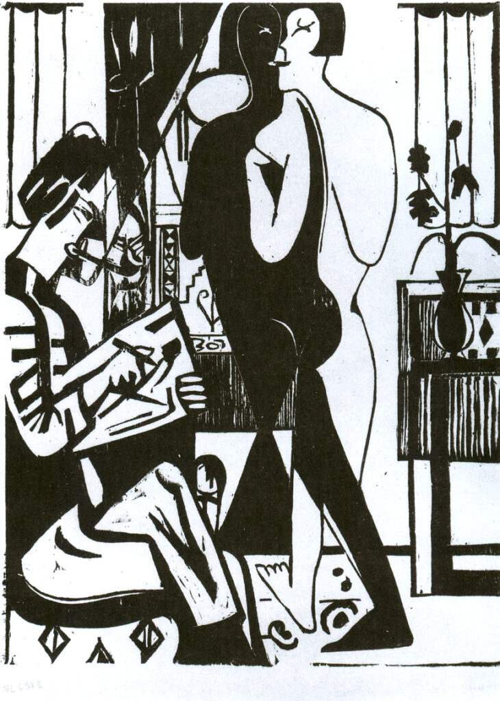 Painter and Modell (1936) - Ernst Ludwig Kirchner Tablo
