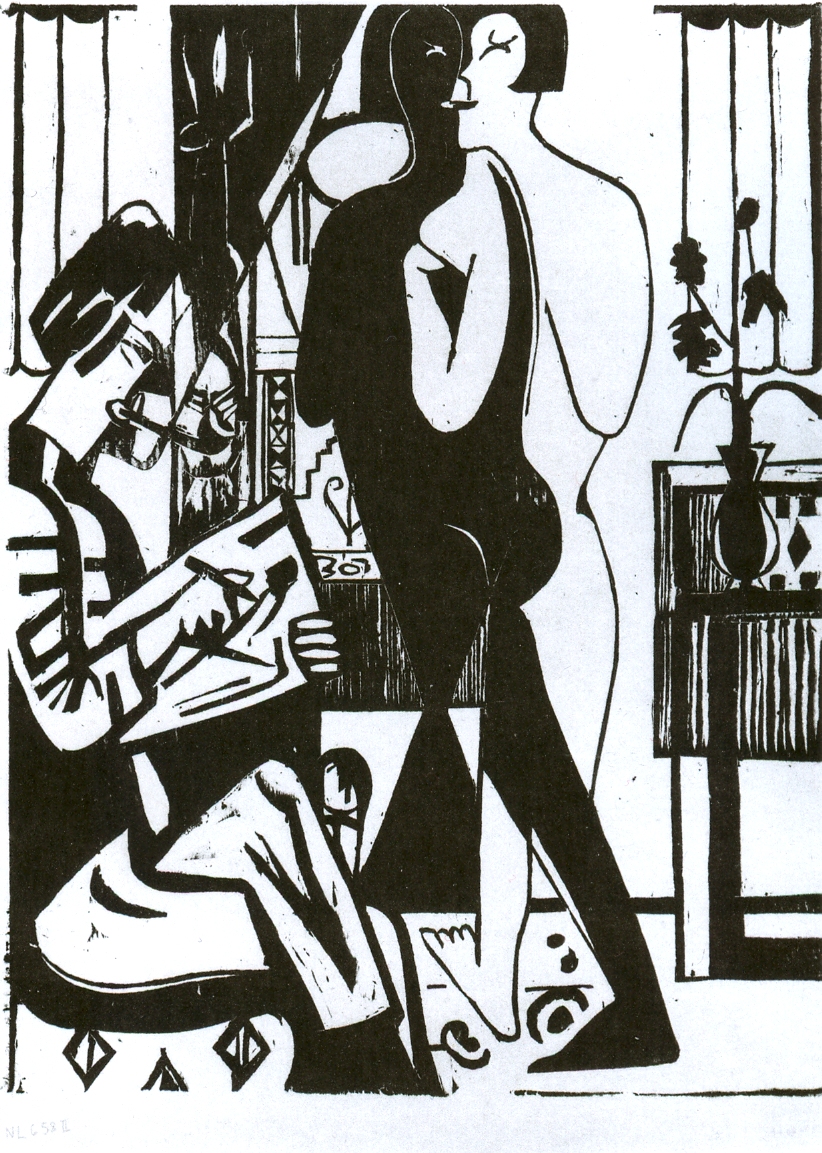 Painter and Modell (1936) - Ernst Ludwig Kirchner Tablo