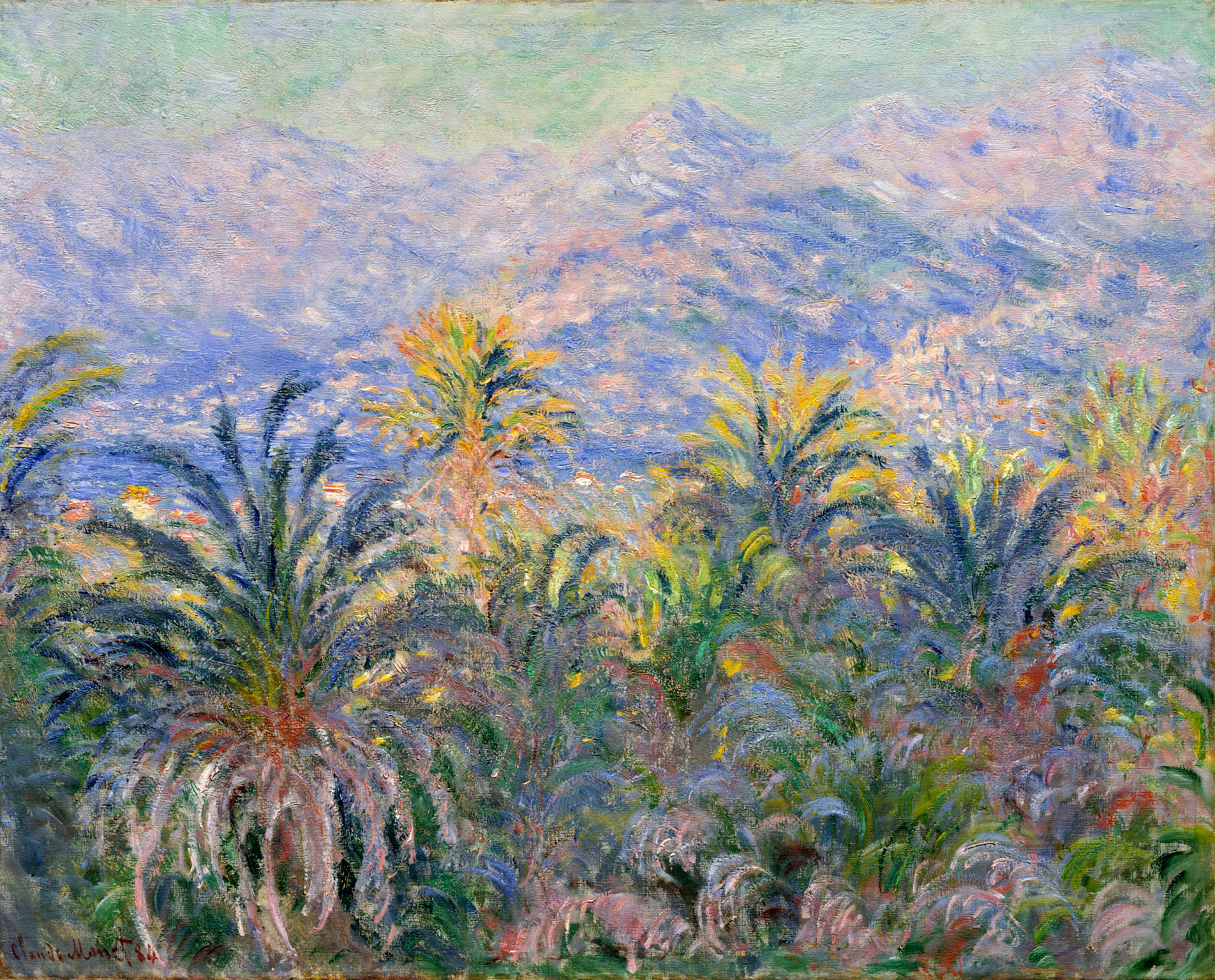 Palm Trees at Bordighera (1884) - Claude Monet Tablo