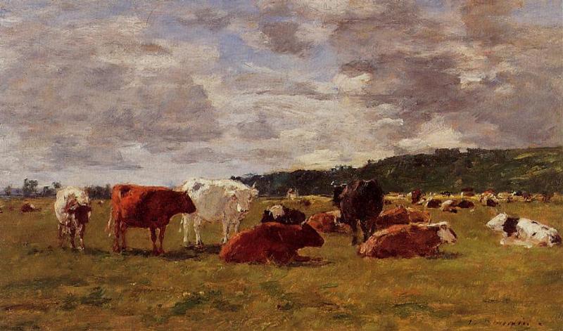 Pasture at Deauville (1880) - Eugène Boudin Tablo