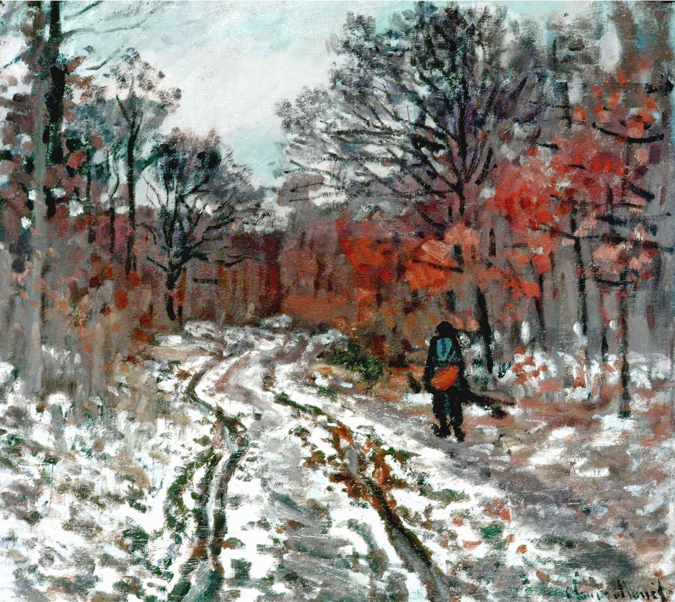 Path through the Forest, Snow Effect (1870) - Claude Monet Tablo