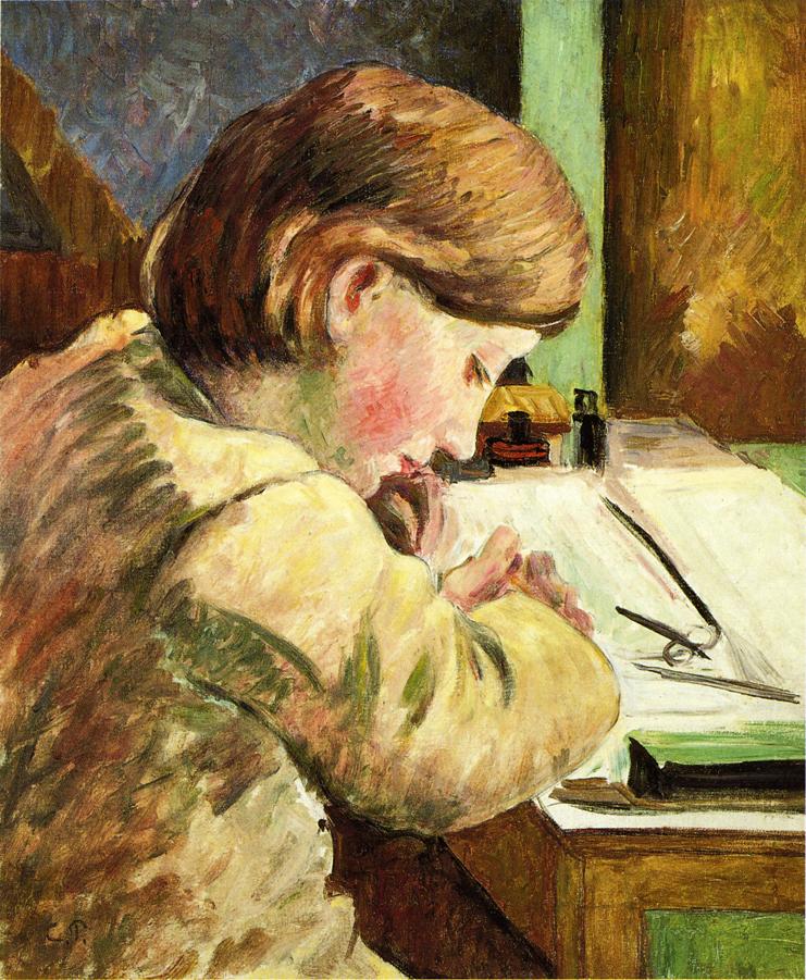 Paul Writing - Camille Pissarro Tablo