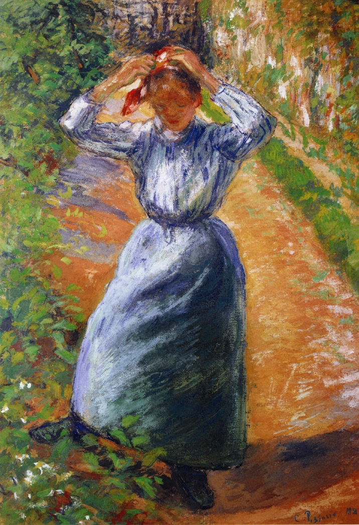 Peasant Donning Her Marmotte (1882) - Camille Pissarro Tablo