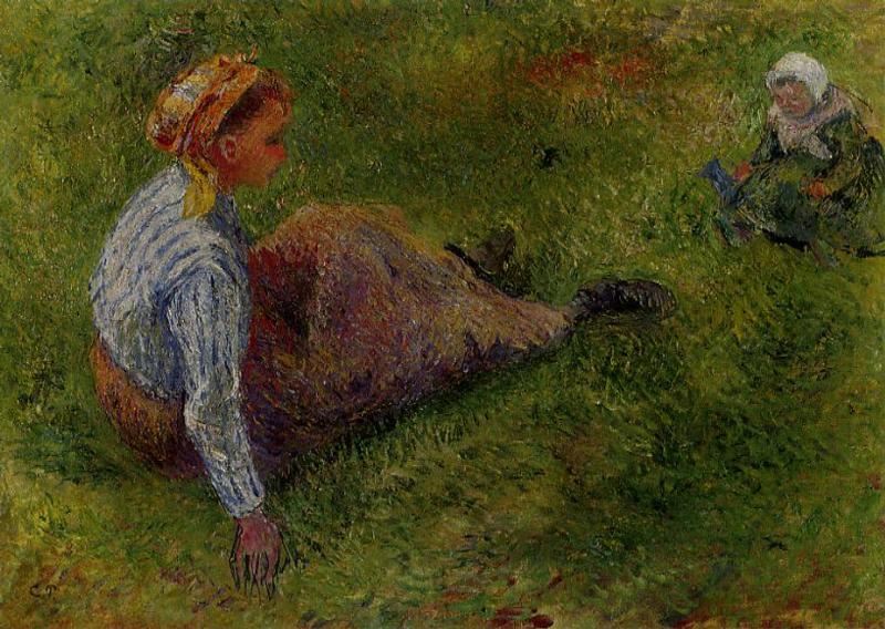 Peasant Sitting with Infant (1881) - Camille Pissarro Tablo
