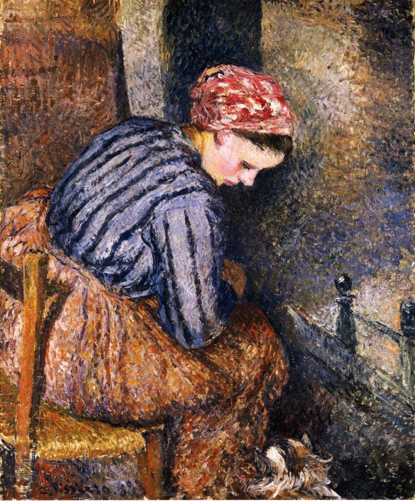 Peasant Woman Warming Herself (1883) - Camille Pissarro Tablo