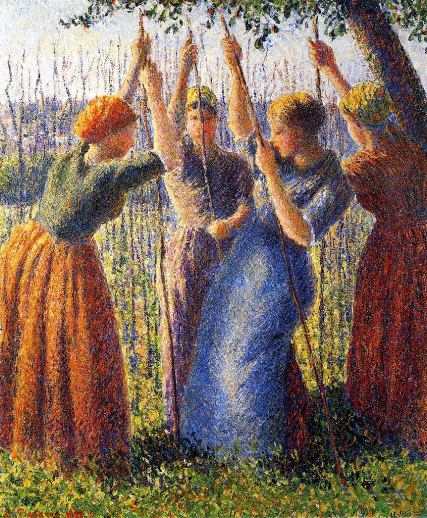 Peasant Women Planting Stakes (1891) - Camille Pissarro Tablo