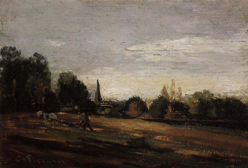 Peasant Working in the Fields - Camille Pissarro Tablo