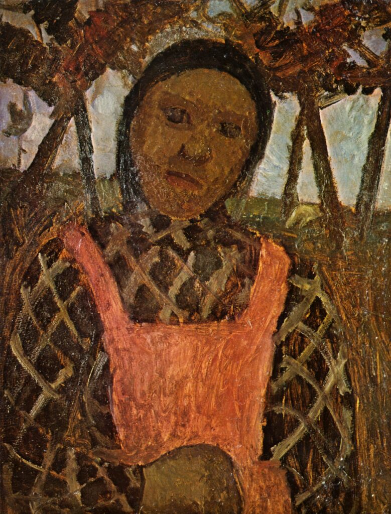 Peasant child with pink apron (1904) - Paula Modersohn-Becker Tablo