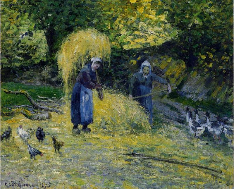 Peasants Carrying Straw, Montfoucault (1875) - Camille Pissarro Tablo