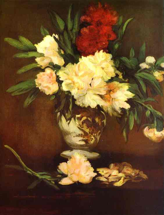 Peonies in a vase (1864) - Edouard Manet Tablo