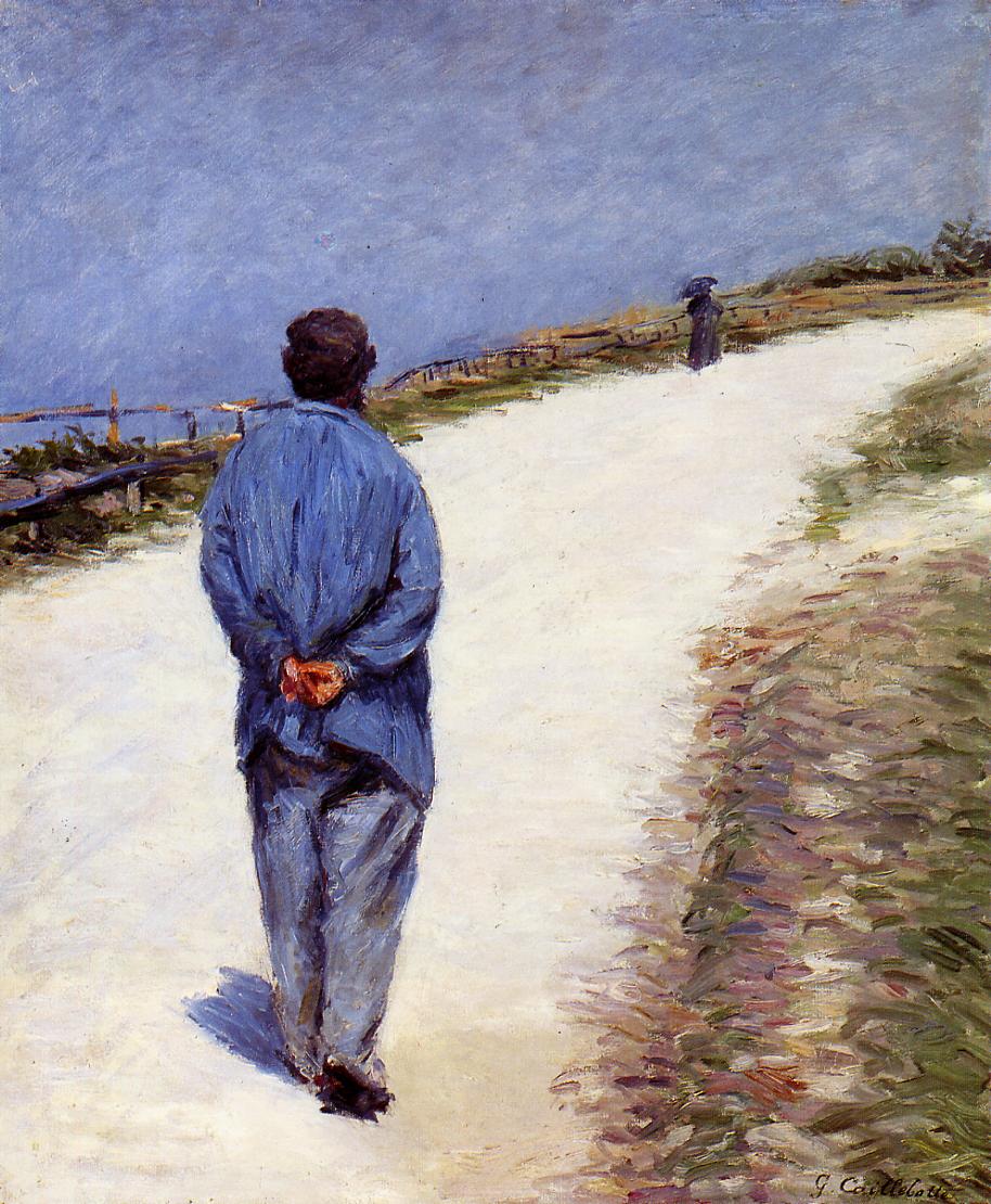 Pere Magloire on the Road to Saint Clair, Etretat (1884) - Gustave Caillebotte Tablo