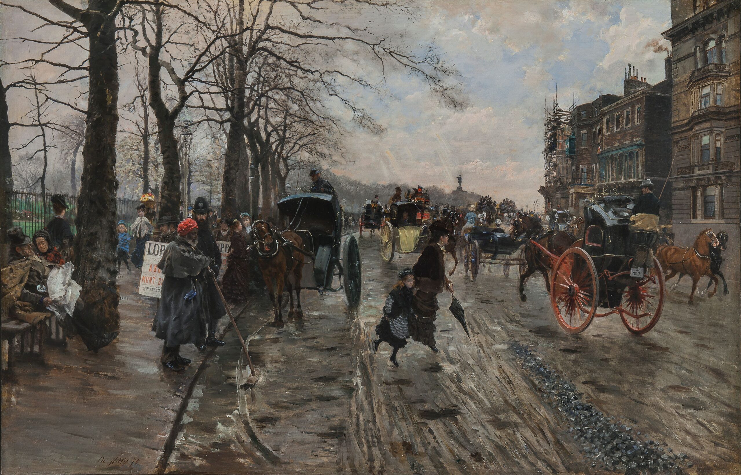 Piccadilly Road, London (Winter day in London) (1875) - Giuseppe De Nittis Tablo