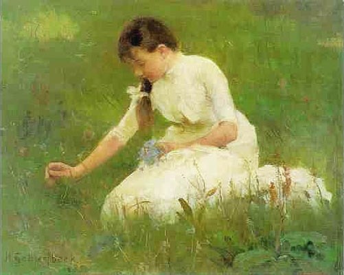 Picking Bluebells - Helene Schjerfbeck Tablo