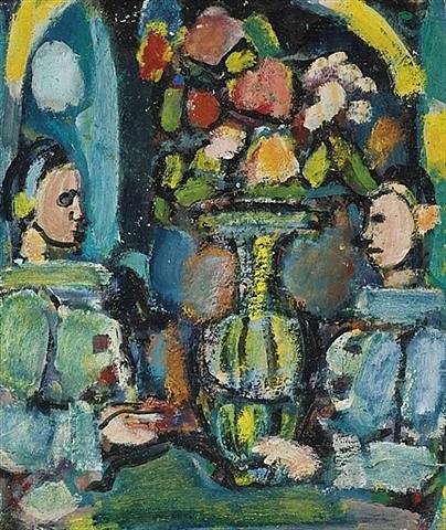 Pierrots bleus au bouquet (1946) - Georges Rouault Tablo