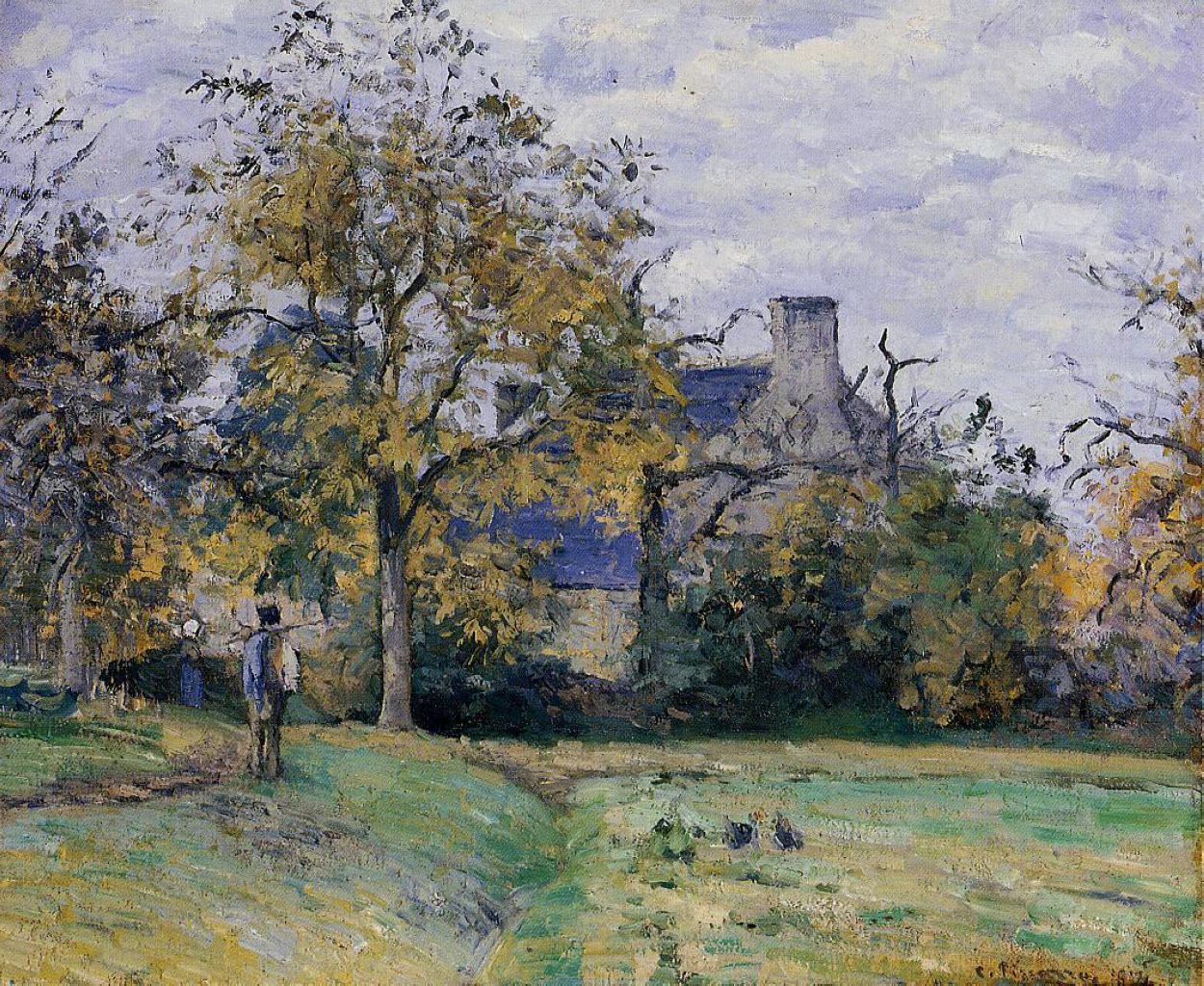 Piette's Home on Montfoucault (1874) - Camille Pissarro Tablo