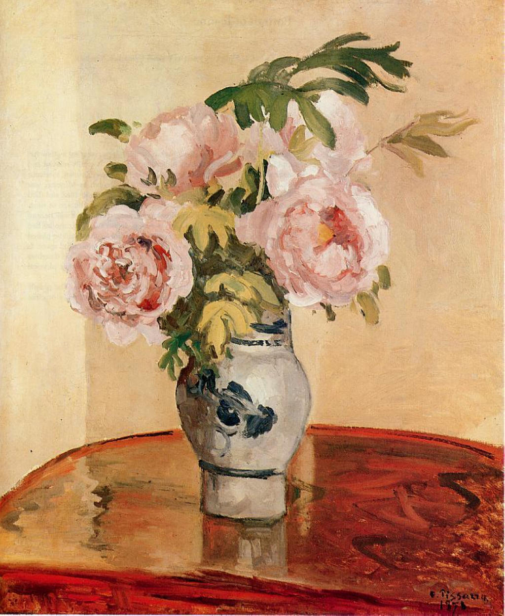 Pink Peonies (1873) - Camille Pissarro Tablo
