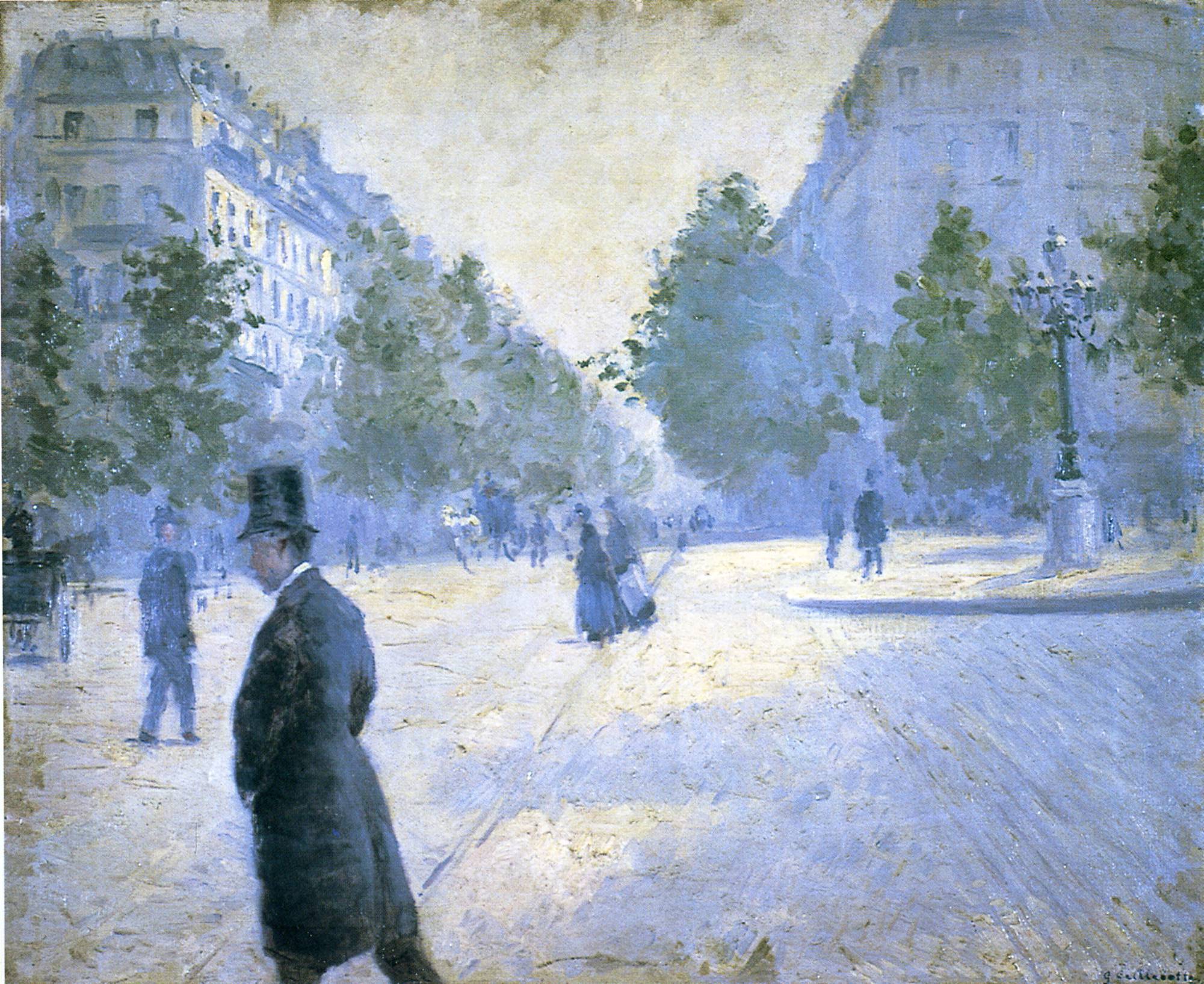 Place Saint Augustin, Misty Weather (1878) - Gustave Caillebotte Tablo