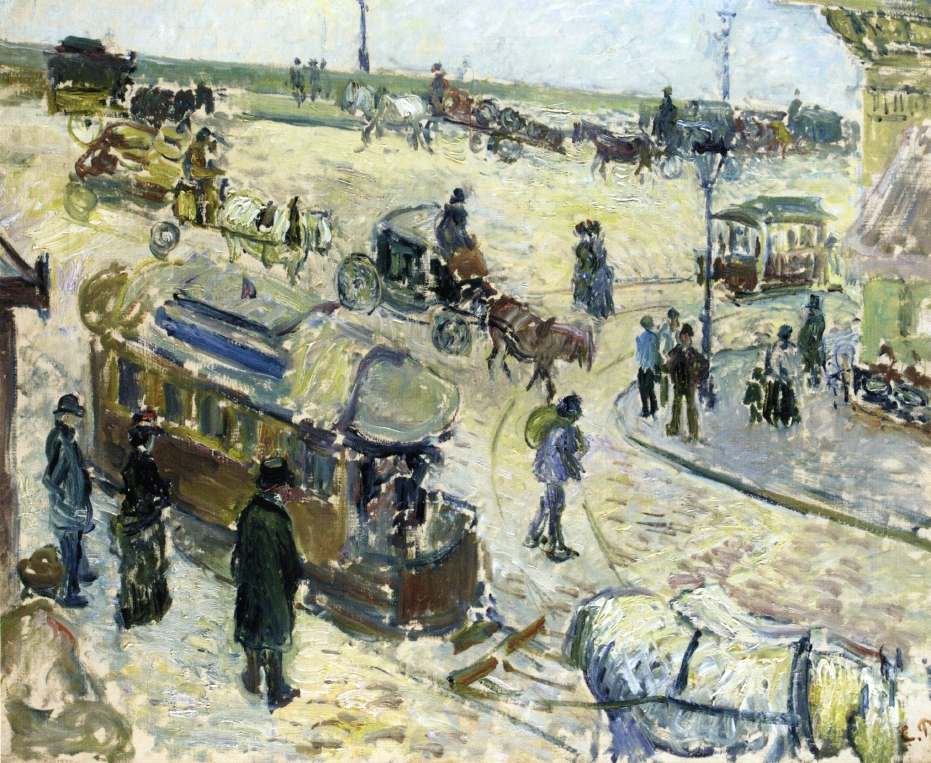Place de la Republique, Rouen (with Tramway) (1883) - Camille Pissarro Tablo