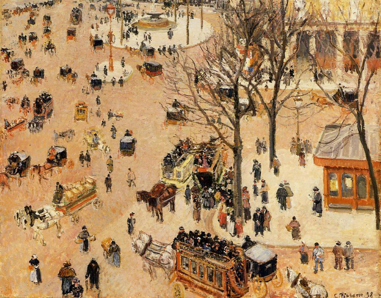 Place du Theatre Francais (1898) - Camille Pissarro Tablo