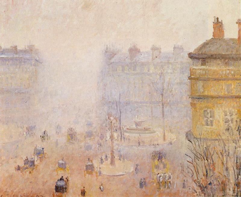 Place du Theatre Francais, Foggy Weather (1898) - Camille Pissarro Tablo