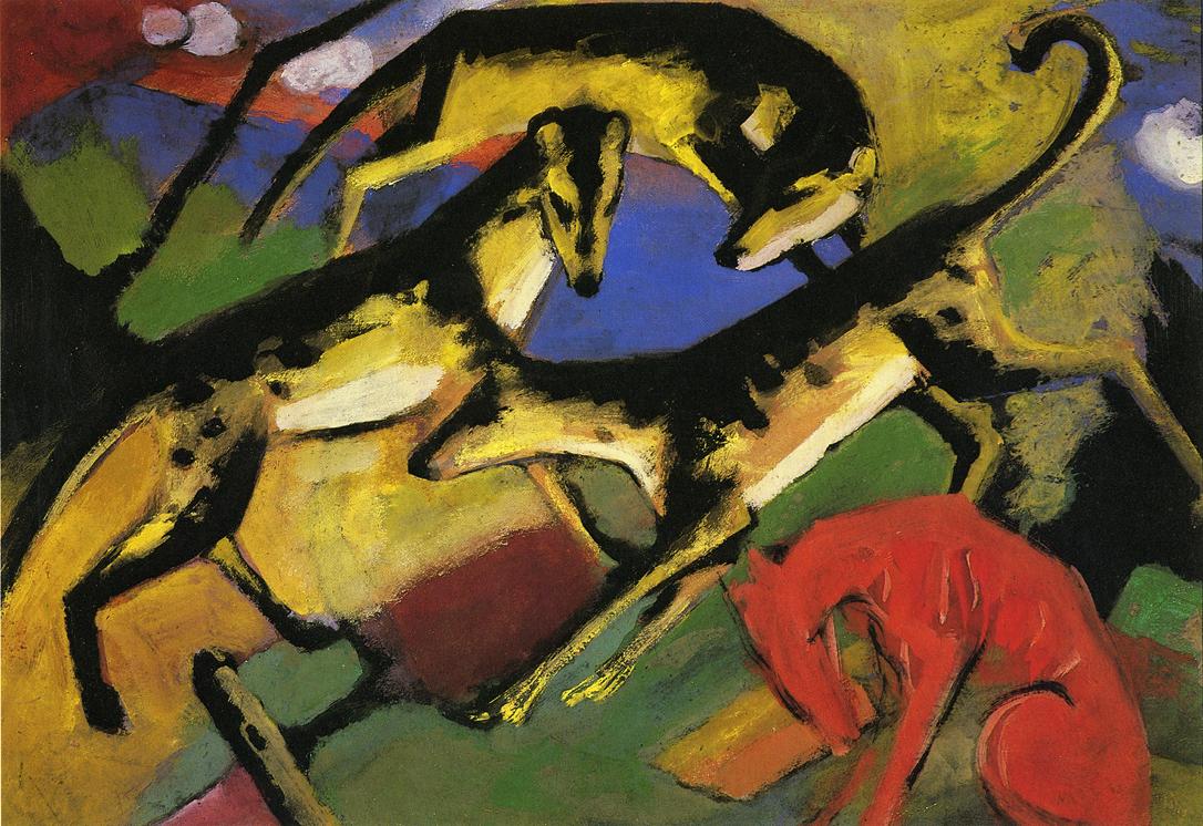 Playing Dogs (1912) - Franz Marc Tablo