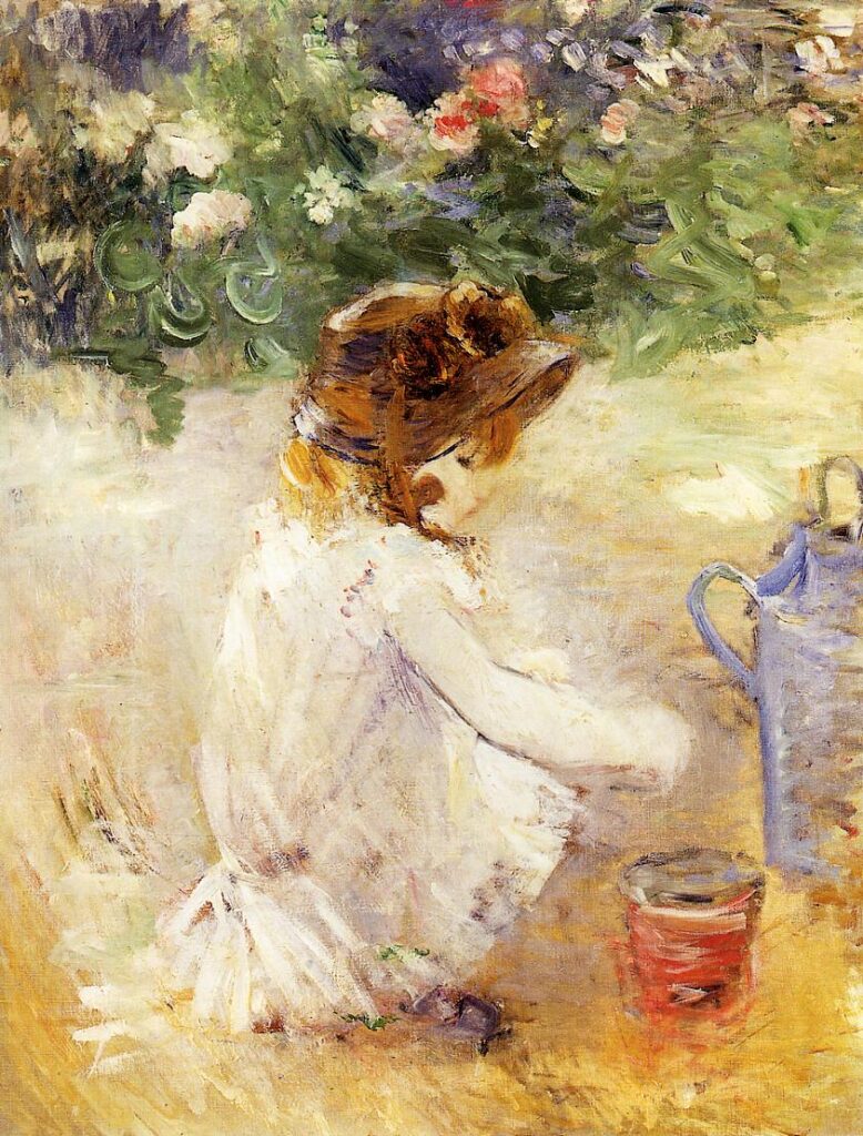 Playing in the Sand (1882) - Berthe Morisot Tablo