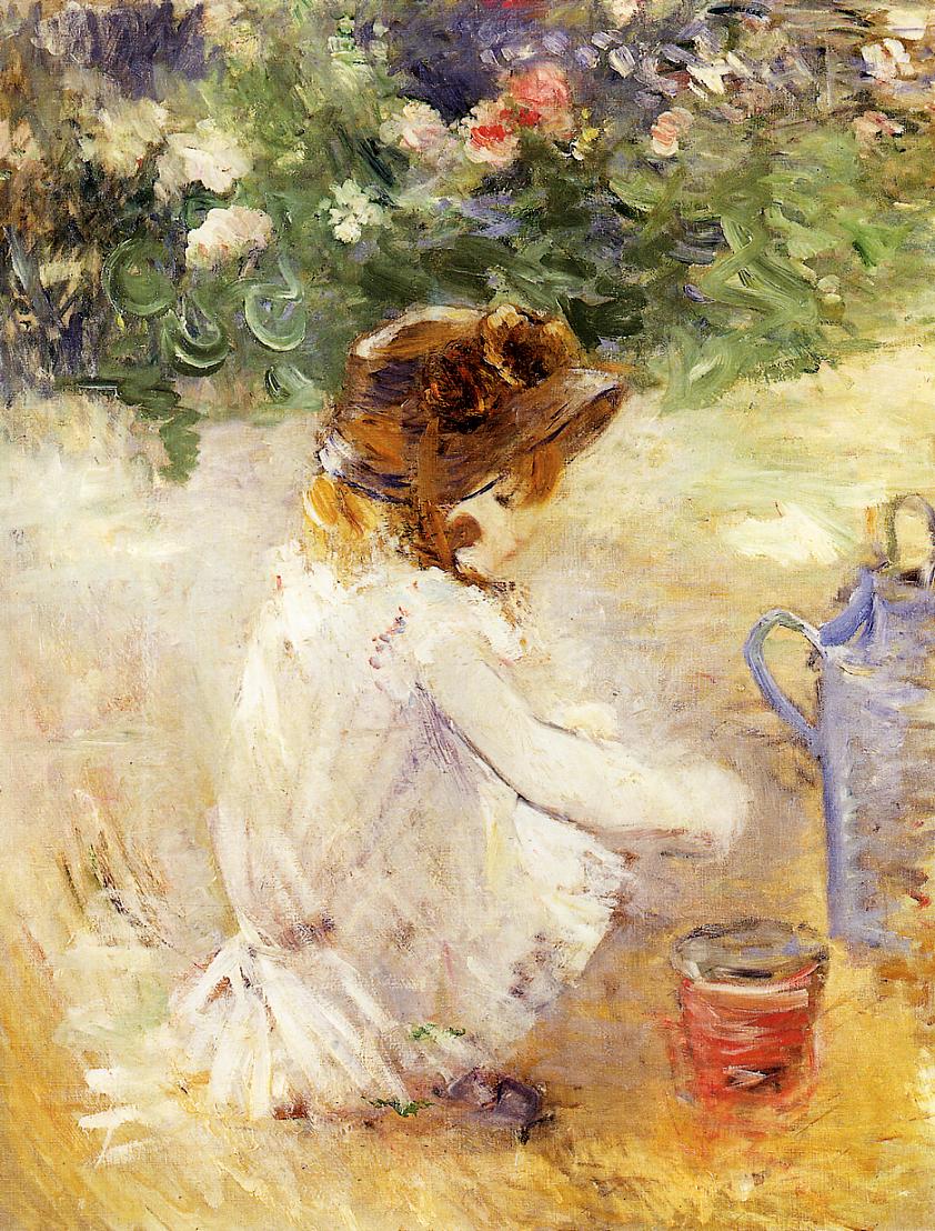Playing in the Sand (1882) - Berthe Morisot Tablo