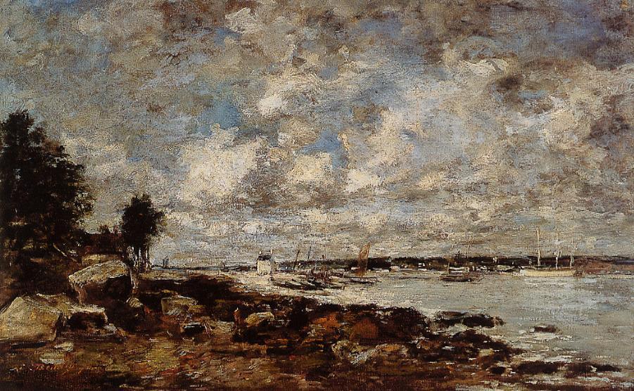 Plougastel, the Ferry Passage (1870) - Eugène Boudin Tablo