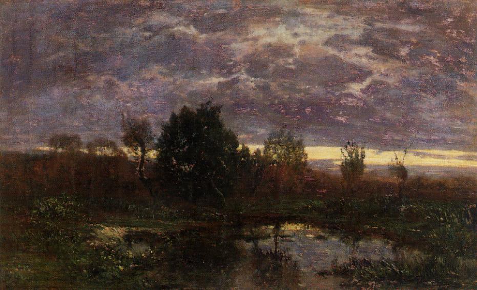 Pond at Sunset (1857) - Eugène Boudin Tablo