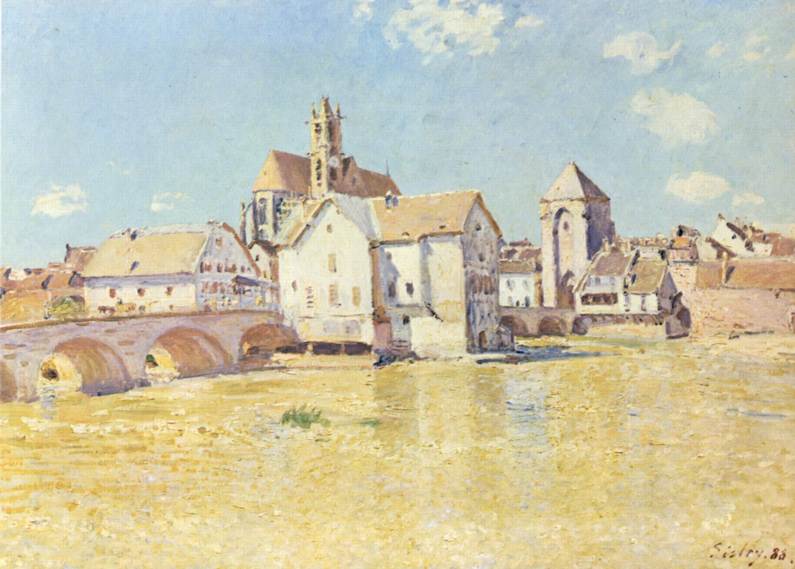 Pont de Moret dans le soleil du matin (1888) - Alfred Sisley Tablo