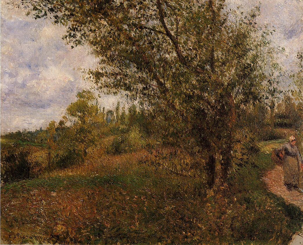 Pontoise Landscape, Through the Fields (1879) - Camille Pissarro Tablo