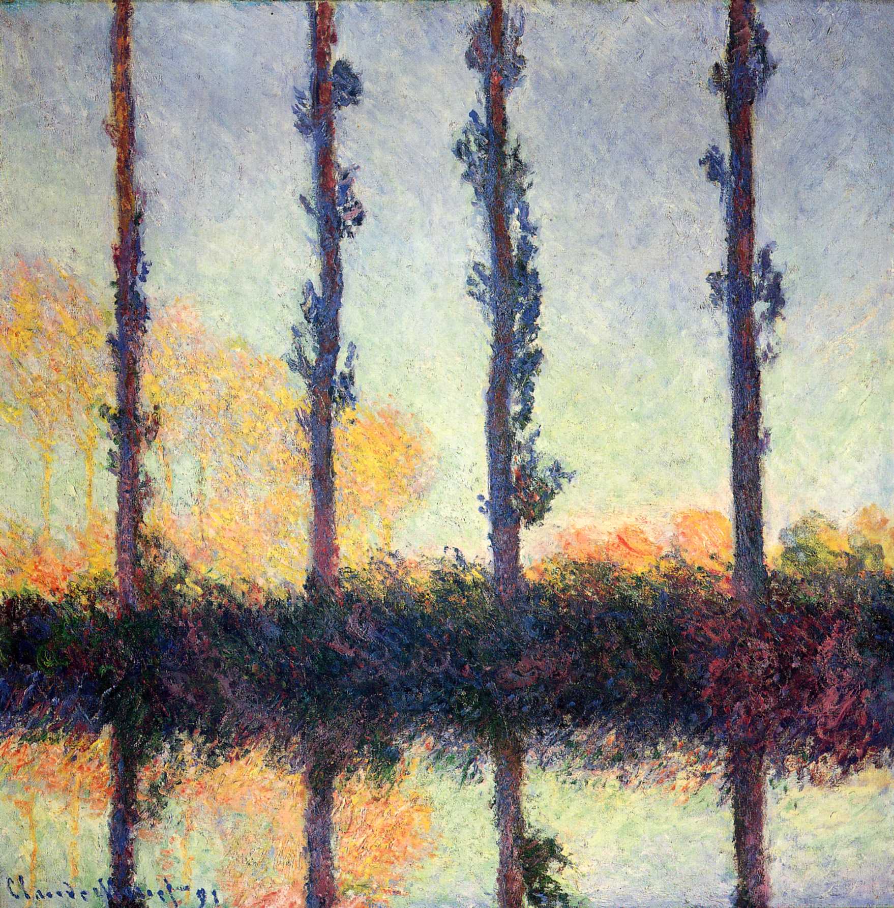 Poplars (Four Trees) (1891) - Claude Monet Tablo