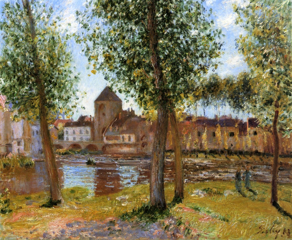 Poplars a Moret sur Loing, an August Afternoon (1888) - Alfred Sisley Tablo
