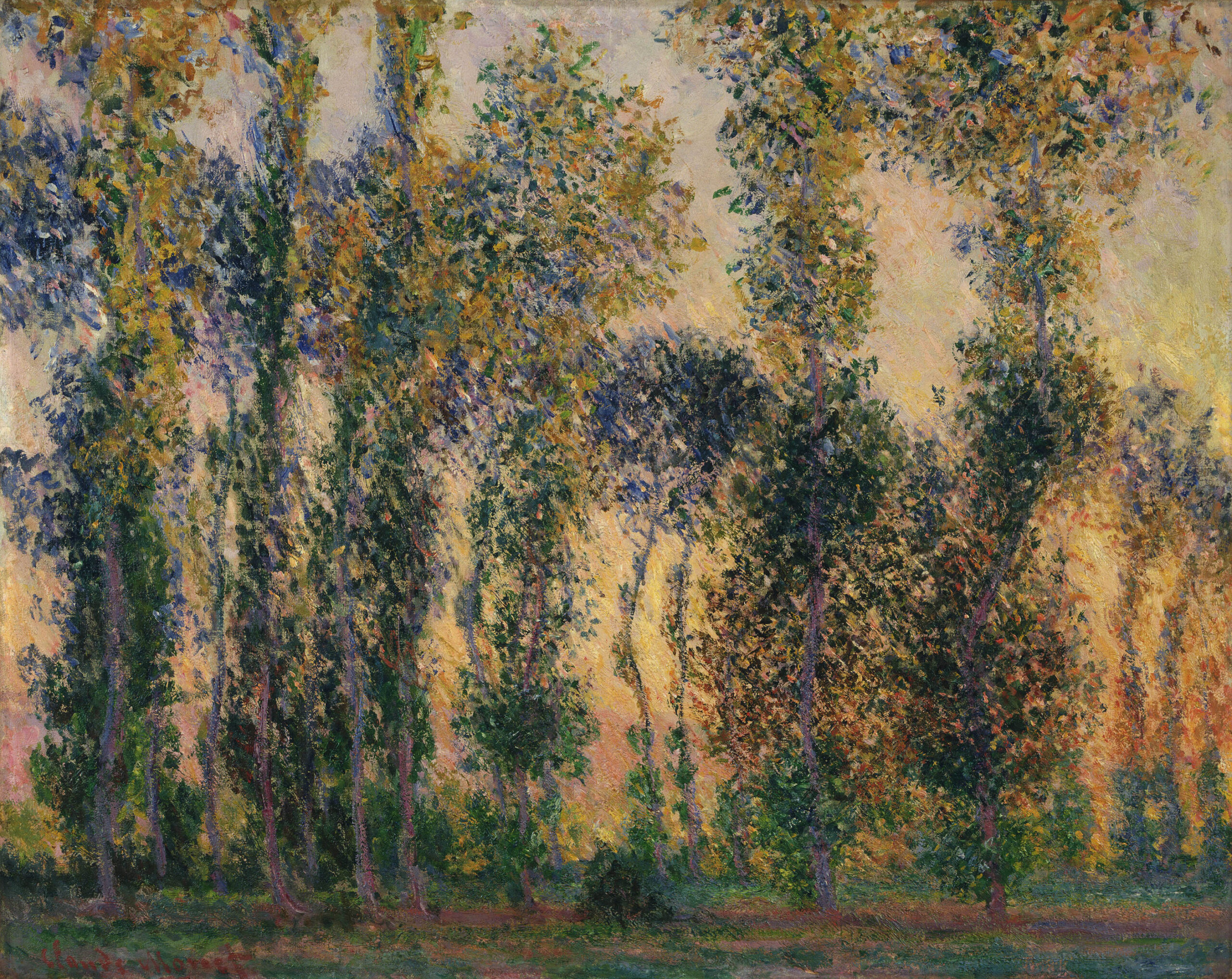 Poplars at Giverny (1888) - Claude Monet Tablo