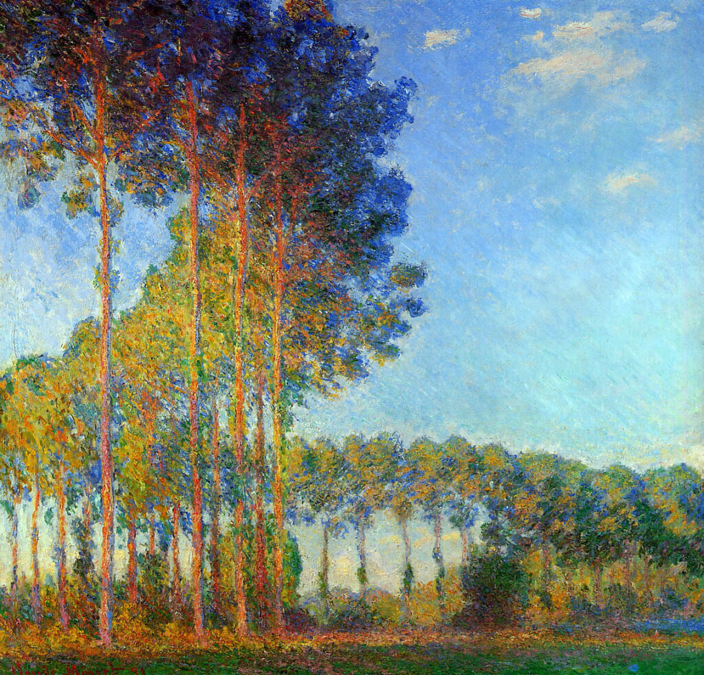 Poplars on the Banks of the River Epte, Seen from the Marsh (1891) - Claude Monet Tablo