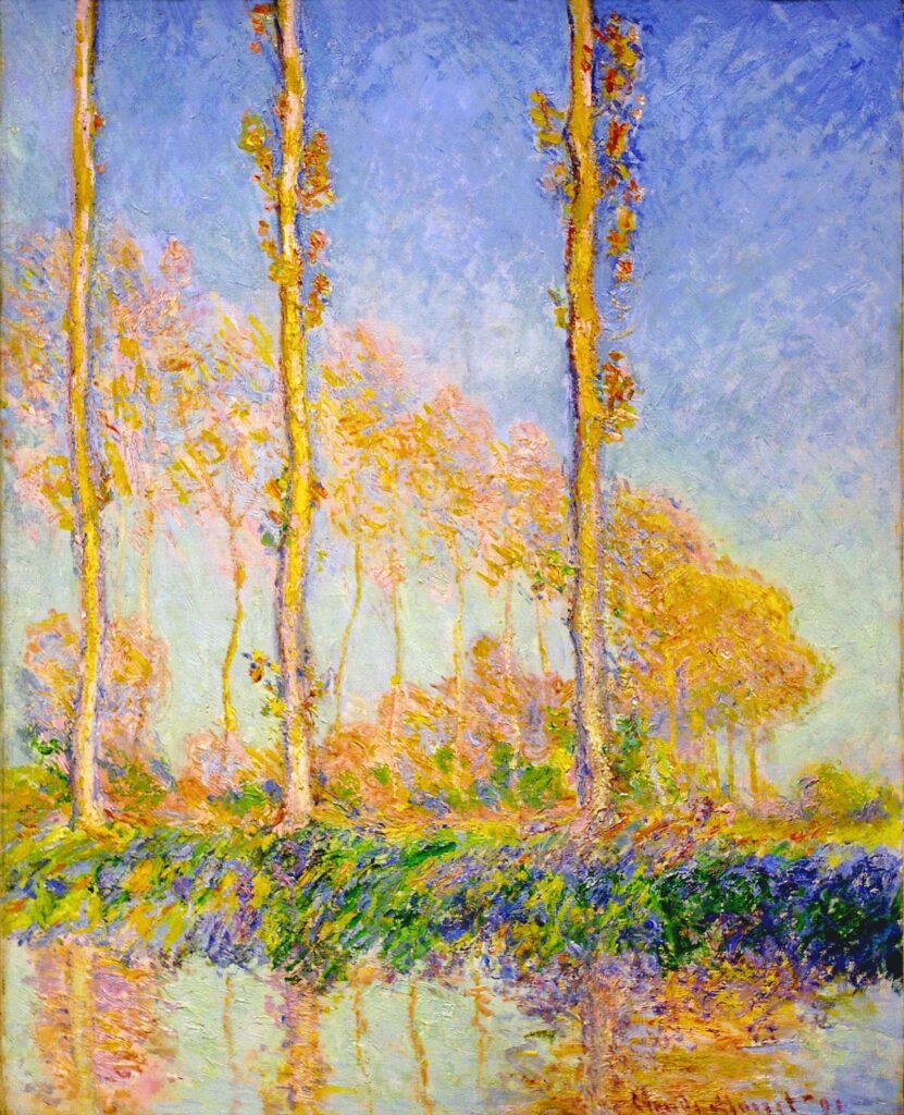 Poplars, Autumn, Pink Effect (1891) - Claude Monet Tablo