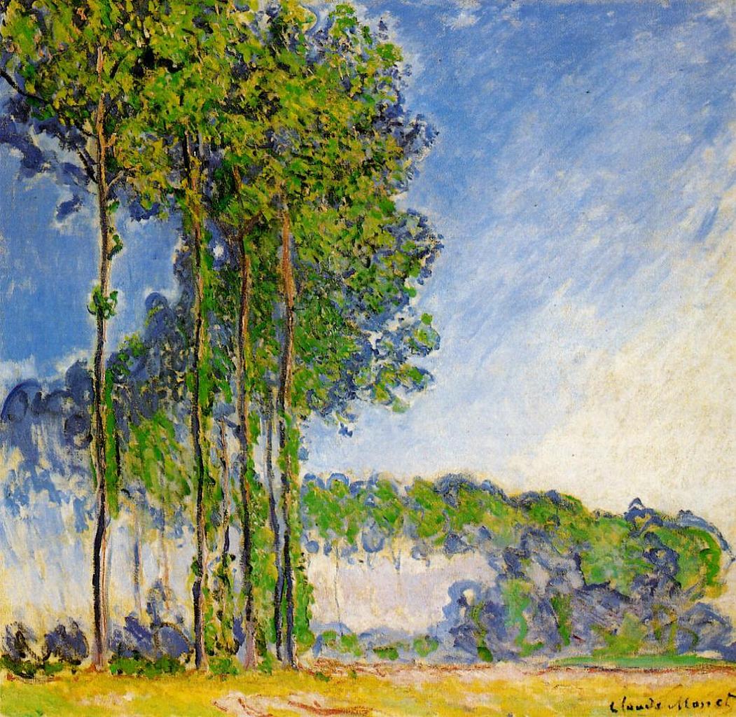 Poplars, View from the Marsh (1891) - Claude Monet Tablo