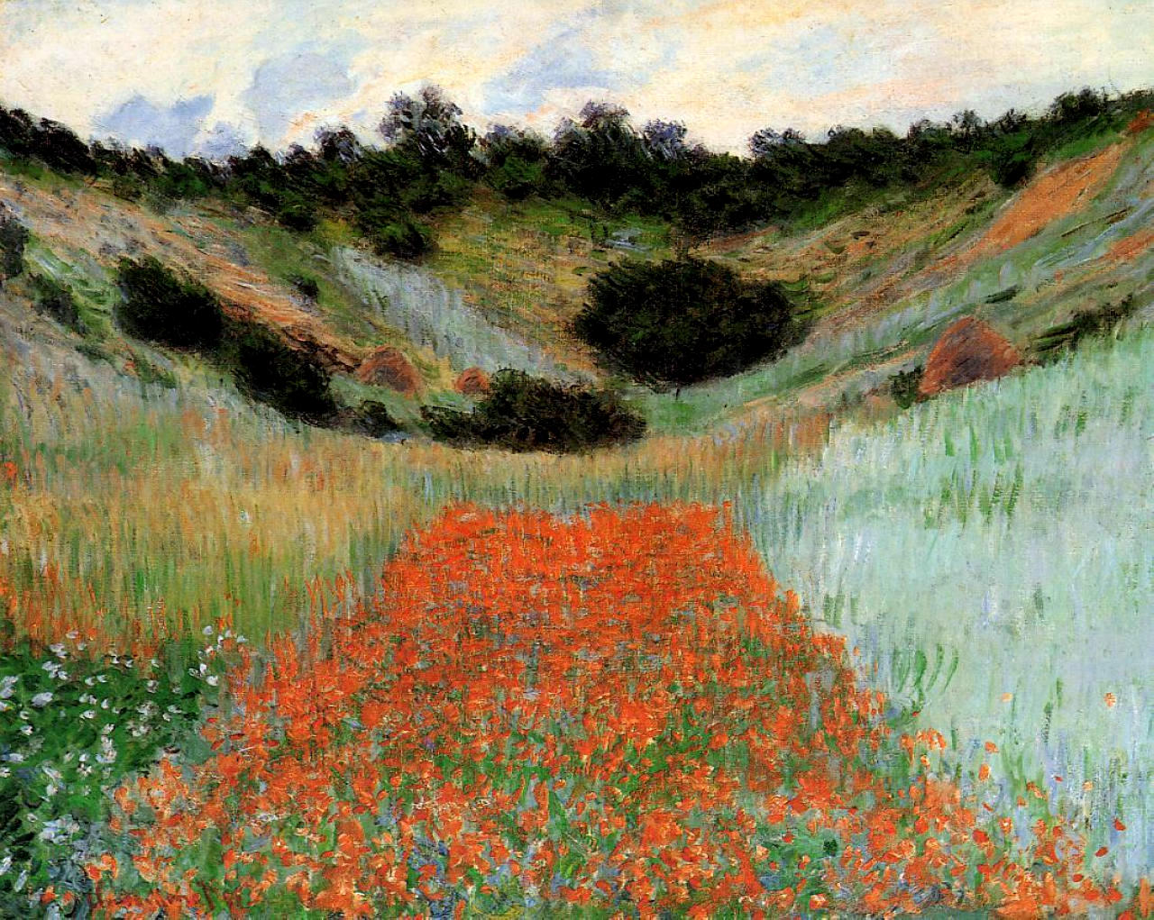 Poppy Field in a Hollow near Giverny (1885) - Claude Monet Tablo