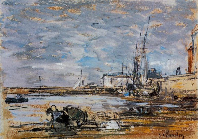 Port at Low Tide - Eugène Boudin Tablo