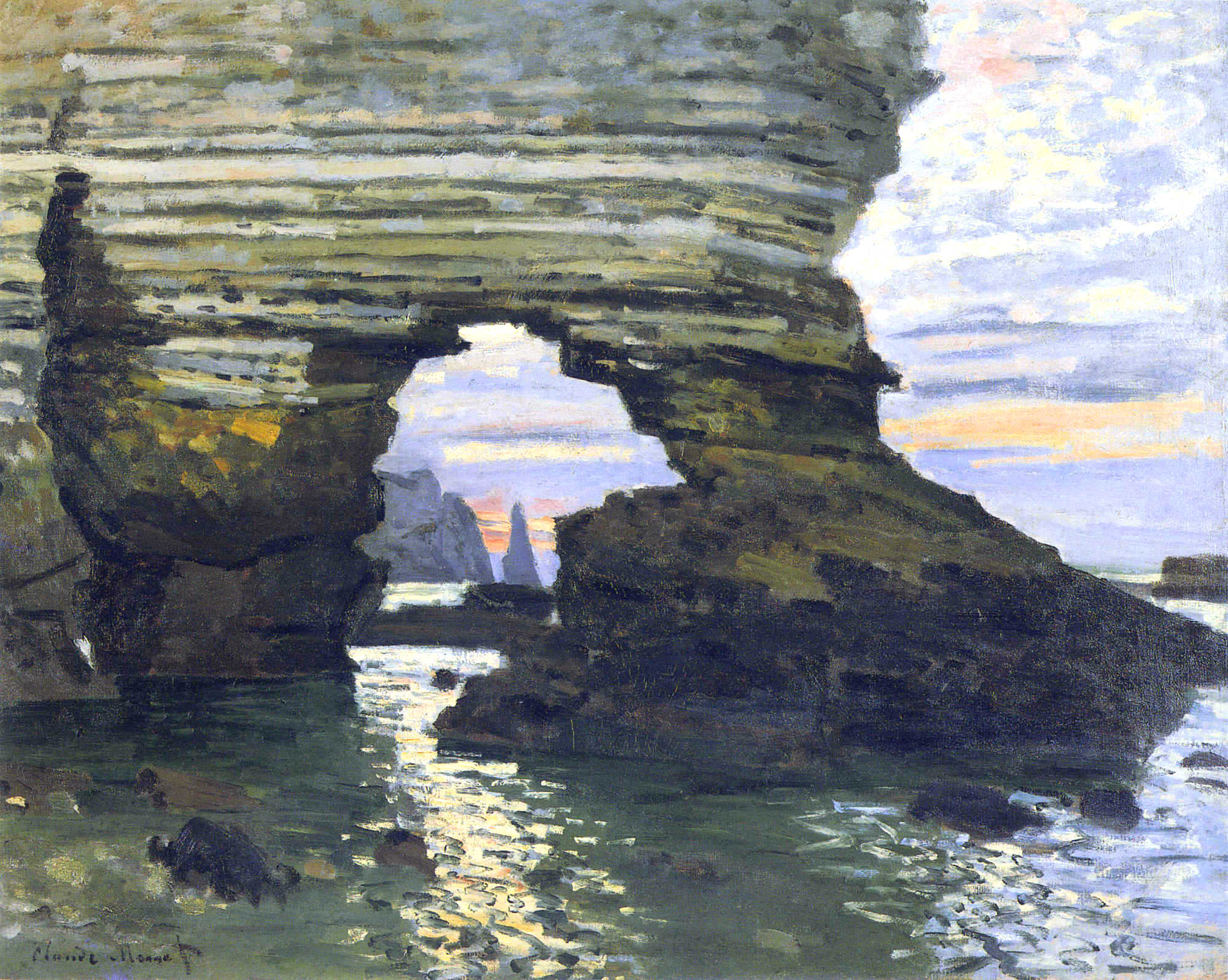 Port d `Amount Etretat (1873) - Claude Monet Tablo