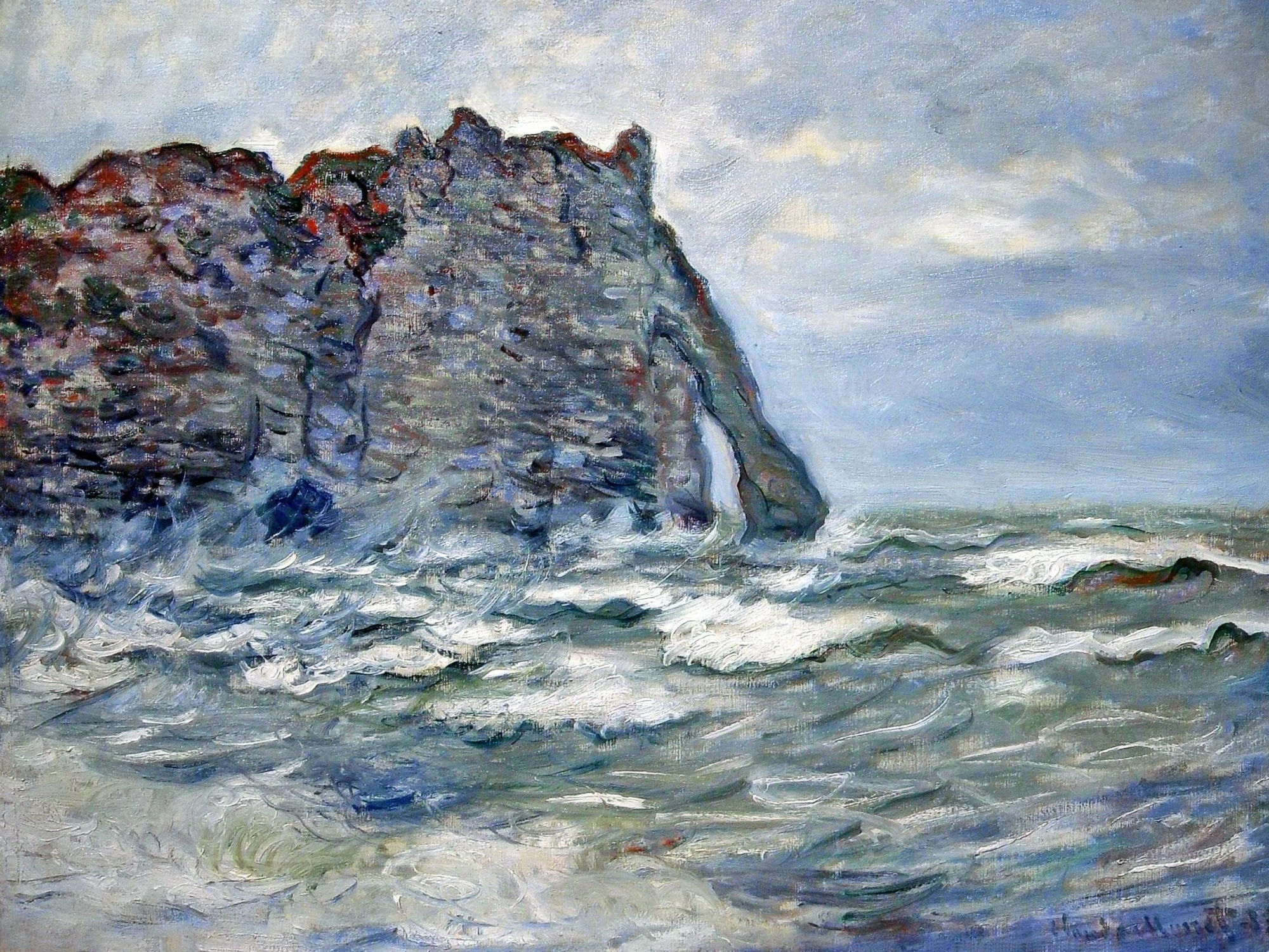 Port d`Aval, Rough Sea (1883) - Claude Monet Tablo