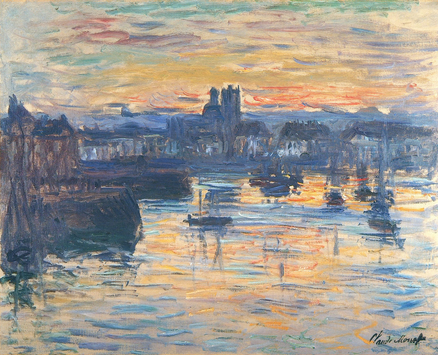 Port of Dieppe, Evening (1882) - Claude Monet Tablo