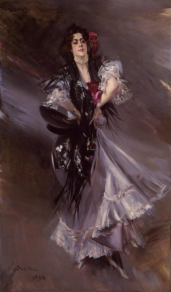 Portrait of Anita de la Ferie The Spanish Dancer (1900) - Giovanni Boldini Tablo