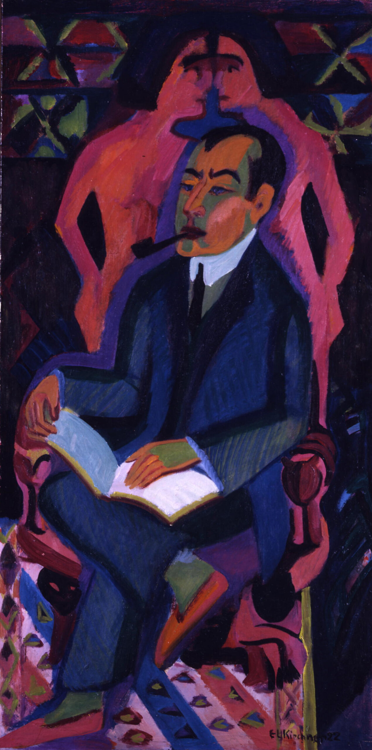 Portrait of Art Dealer Manfred Shames (1925) - Ernst Ludwig Kirchner Tablo
