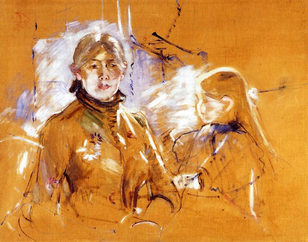 Portrait of Berthe Morisot and Her Daughter (1885) - Berthe Morisot Tablo