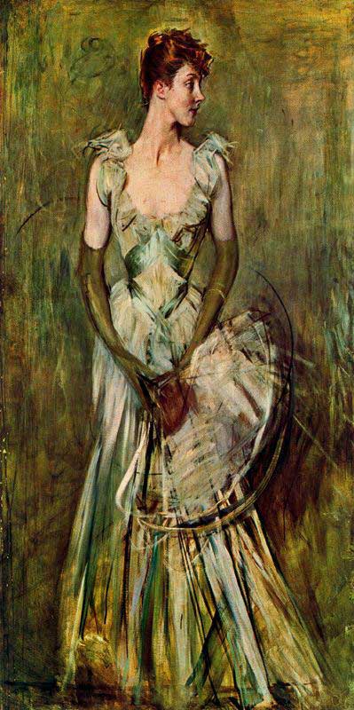 Portrait of Countess de Leusse (1889) - Giovanni Boldini Tablo