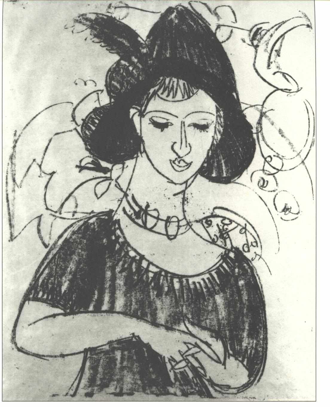 Portrait of Dodo with Hat - Ernst Ludwig Kirchner Tablo