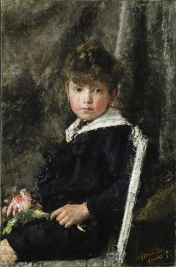 Portrait of Gérome Caccamisi (1902) - Antonio Mancini Tablo
