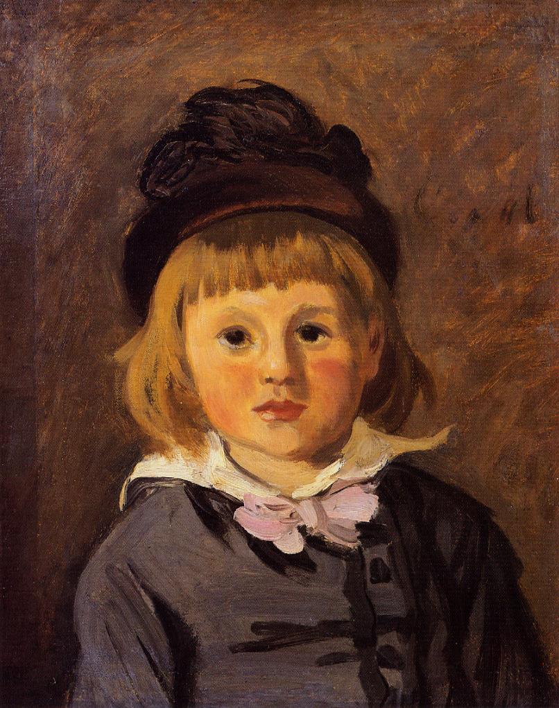 Portrait of Jean Monet Wearing a Hat with a Pompom (1869) - Claude Monet Tablo
